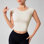 Women's Backless Fitness Clothes with Fixed Chest Pad Beautiful Top Short Sleeve Dance SportT-Shirt Yoga Wear