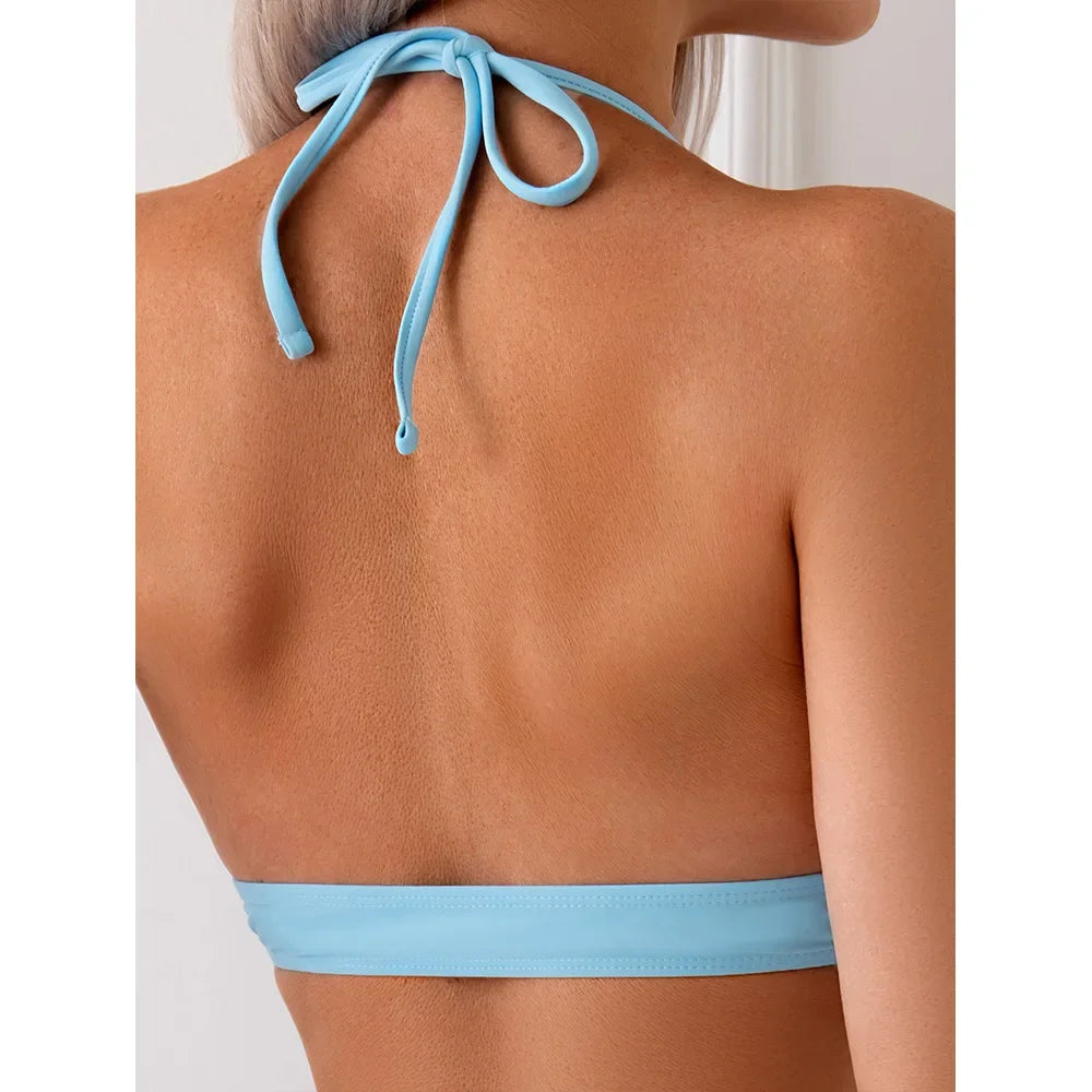 Sexy Blue Bikini 2026 Women Swimsuit Two Piece Swimwear Female High Waist Bikinis Set Floral Bathing Suits Brazilian Biquini