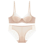 Luxury Women Lingerie Set Sexy Lace Embroidery Underwear French Thin Cup Push Up Bra Summer Mesh Breathable Intimates Bra Sets