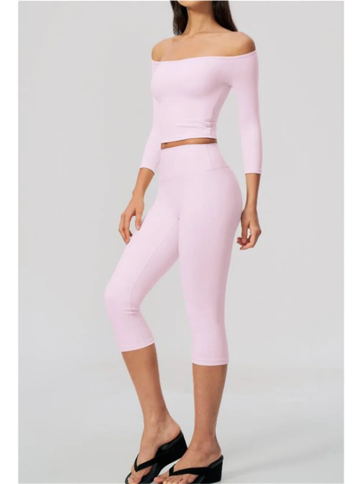 Fashion Mid Sleeve T-shirt Yoga Suits Tight Fitting Slim Sports Tops High Waist Peach Hip Mid Pants Gym Running Fitness Outfits