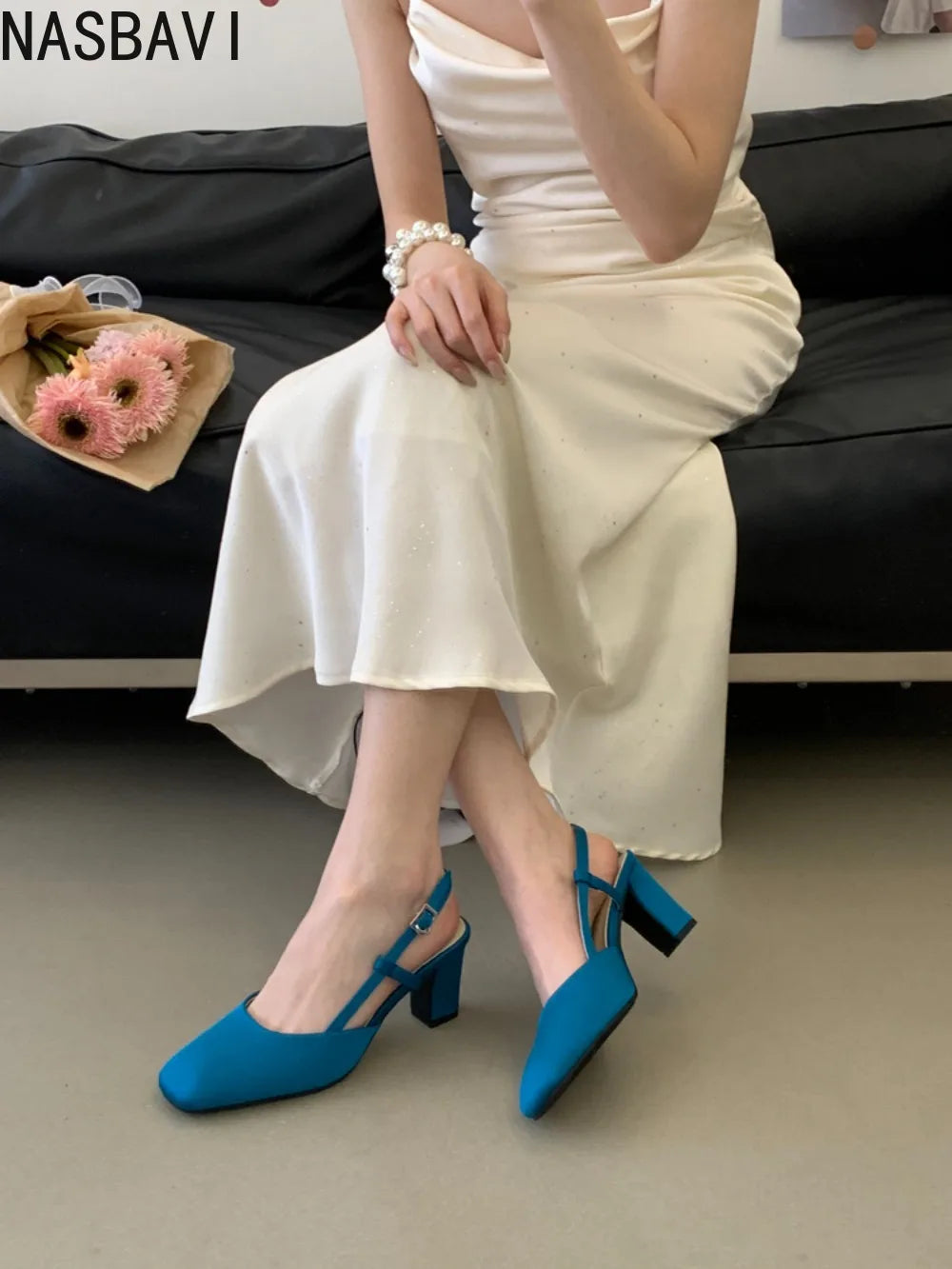 Summer Closed Toe Sandals Buckle Strap Summer Heels Mary Jane Thick Heels French Shallow Lolita Sandals OL Dress Shoes New 2026