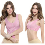 Front Cross Buckle Lace Bra Adjustment Gathering Women's Underwear Yoga Running Vest Seamless Without Steel Ring Brassiere