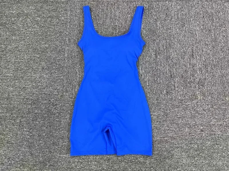 Women's Seamless Yoga Jumpsuit - Quick-Dry Nude Workout Suit with V-Neck & Sexy Back, Tight Fitness Wear for Running Gym Workout