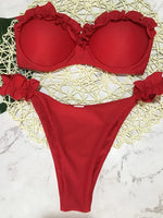 Sexy Ruffled Frilled Bra Cup Bikini 2026 Women Bandeau Swimsuit Female Swimwear Two Pieces Bikini Set Push Up Bathing Suit Swim