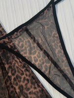 Lace-Trimmed Leopard Print Sleepwear Set Elegant Beauty Gift for Wife Sexy Nightgown And Underwear Combo