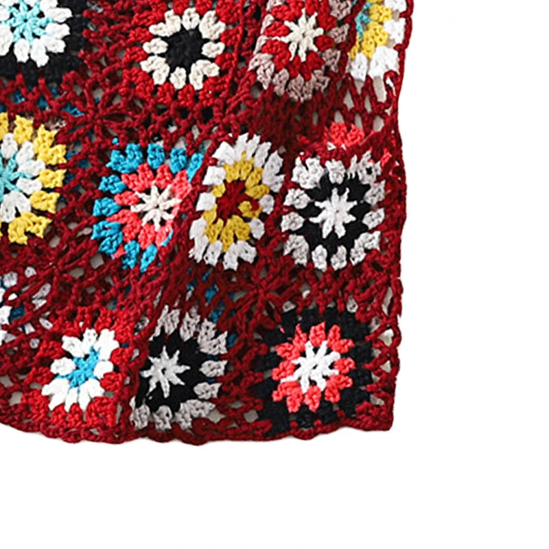 Summer Women Flower Crochet Vest Sleeveless Cover-ups Hollow Out Knit Crop Tops Bohemian Casual Daily Beach Tank Tops