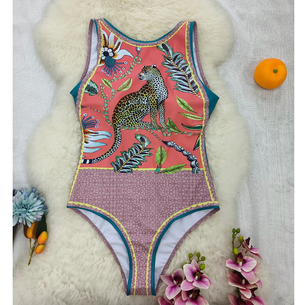 Striped Women One Piece Swimsuit High Quality Swimwear Printed Push Up Monokini Summer Bathing Suit Tropical Bodysuit Female