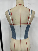 Sexy Blue Denim Camisole Women Lace Trim Underwire Slim Fit Fishbone Tank Top Summer Patchwork Club Party Corset Streetwear