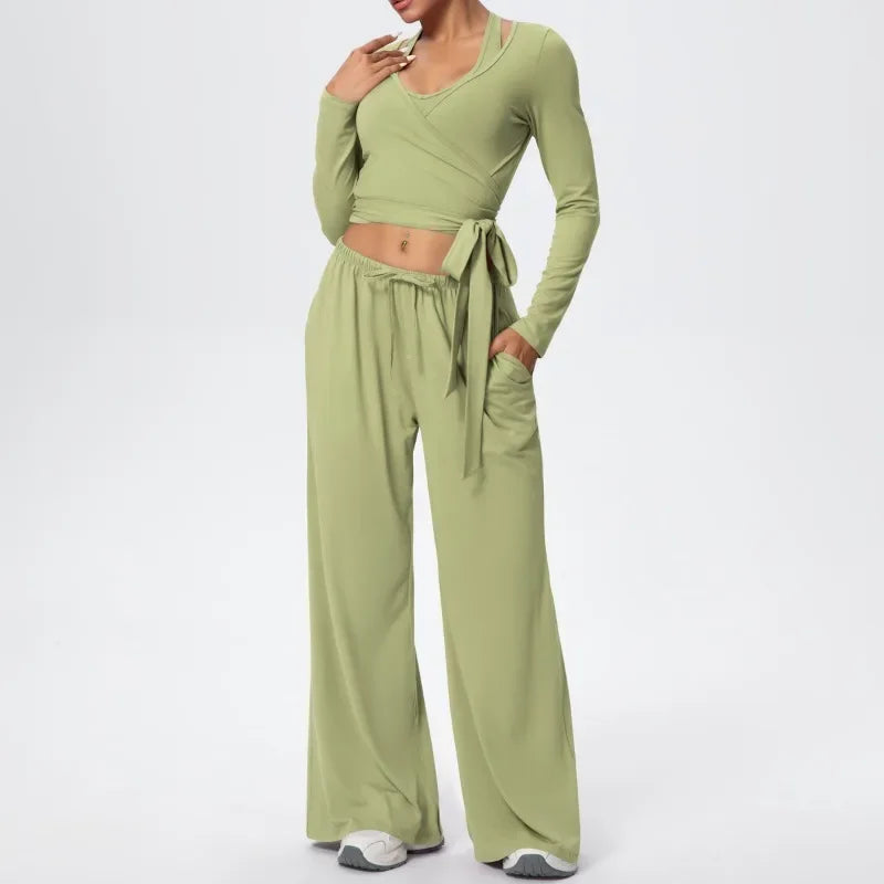 3 Pcs Women's Seamless Yoga Set Sports Fitness Gym Slim-Fit Long Sleeve & Tank Top Suits Workout Running Training Sets