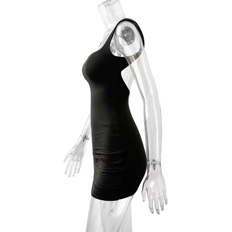 SexyStrap Mini Dress New Summer Women Club Party Dresses Female Camisole Solid Black White Sheath Sundress