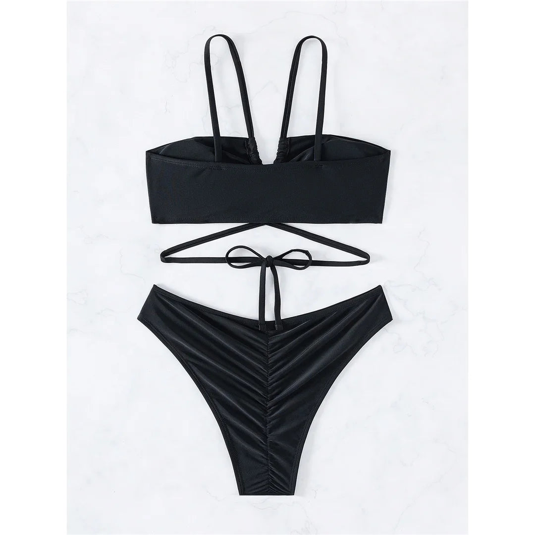 S - XL Cut Out Scrunch Butt Bikini Female Swimsuit Women Swimwear Two-pieces Bikini set Brazilian Bather Bathing Suit Swim K7300