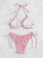 2026 Halter String Bikini Solid Push Up Swimsuit Women Sexy Swimwear Female Bathers Bathing Swimming Swim Suit Beachwear