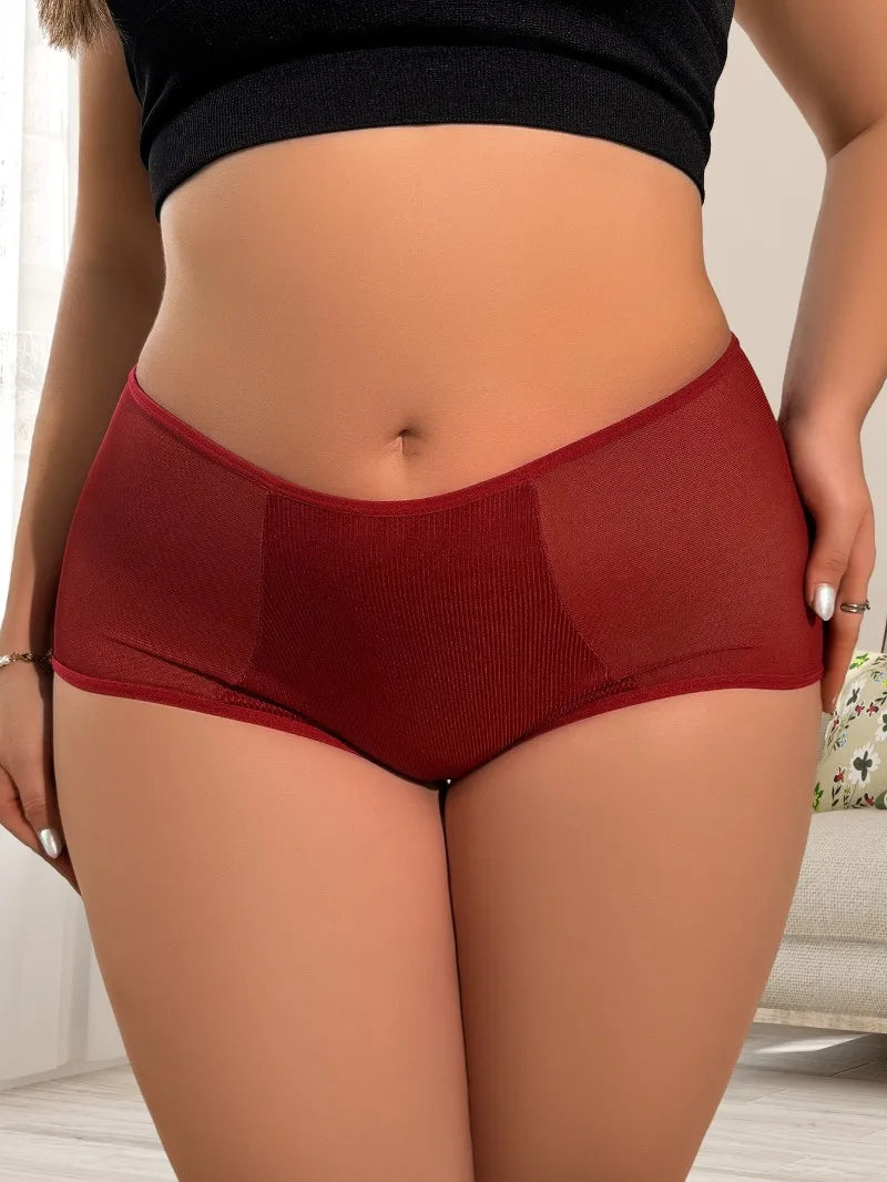 High-Quality Plus Size Women's Briefs Mid-Rise Solid Color Cotton Crotch Soft Breathable Seamless Comfortable Casual Underwear