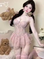 Sexy French Style Light Luxury Sexy With Chest Pads Pure Desire Floral Print Dress Backless Deep V Sleeveless Dress Elegant MO9K