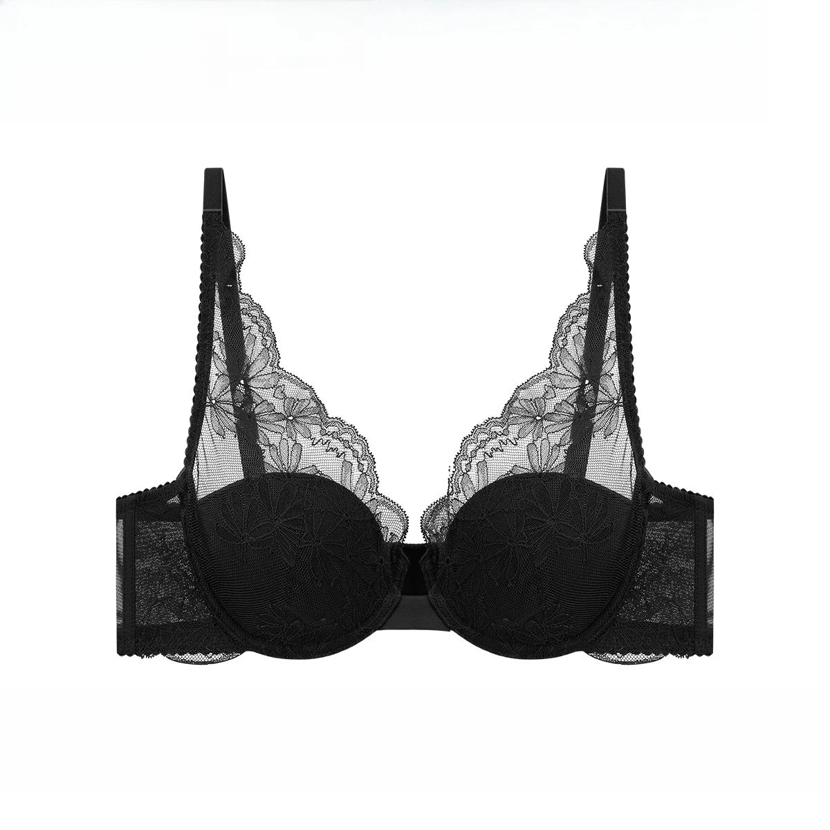 Red Black Lace Bra for Women Sexy Hot Bra Thin Unlined Minimizer Slimming Push-up Bra 70 75 80 85 BCDEWomen Underwear OWD6145
