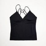 NCLAGEN Gym Yoga Tops Women Vision Twist Front Longline Top Quick Dry Thin Strap Workout Vest Push-up Pilates Fitness Tank