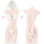 Cute Plush Snow Bunny Girl Cosplay Women Underwear Uniform Sexy Lingerie Rabbit Ear Hat Pajamas Outfits Costumes