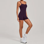Womens Two Way Wear Bodysuit Sleeveless Yoga Stretch One Piece Romper Sexy Fitness Side Pockets Sportwears Bodysuit