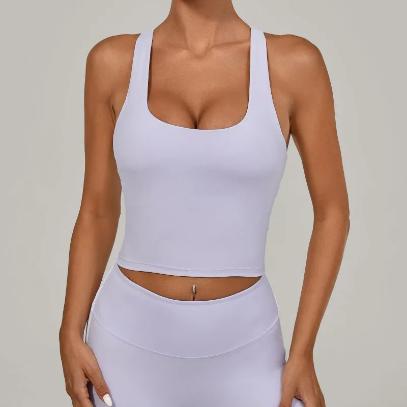 Women's Nude Yoga Vest Slim Fit Beautiful Back Sports Top Running Casual Fitness Tight Top