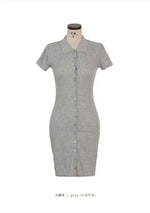 South Korea 2023 New Spring/Summer Dress Small Sexy Slim Fit Temperament Tight Short Sleeve Slim Wrap Hip Short Dress IDEI