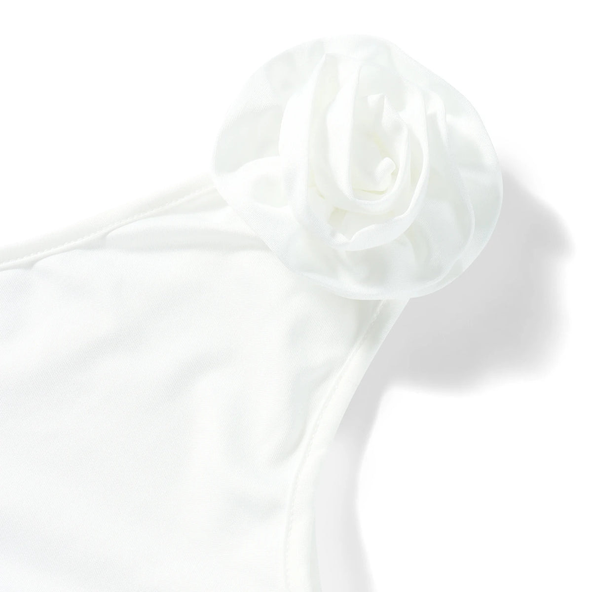 Women Solid Color Tank Tops Summer One Shoulder Sleeveless 3D Rosette Ruched Vest Tops
