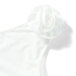 Women Solid Color Tank Tops Summer One Shoulder Sleeveless 3D Rosette Ruched Vest Tops
