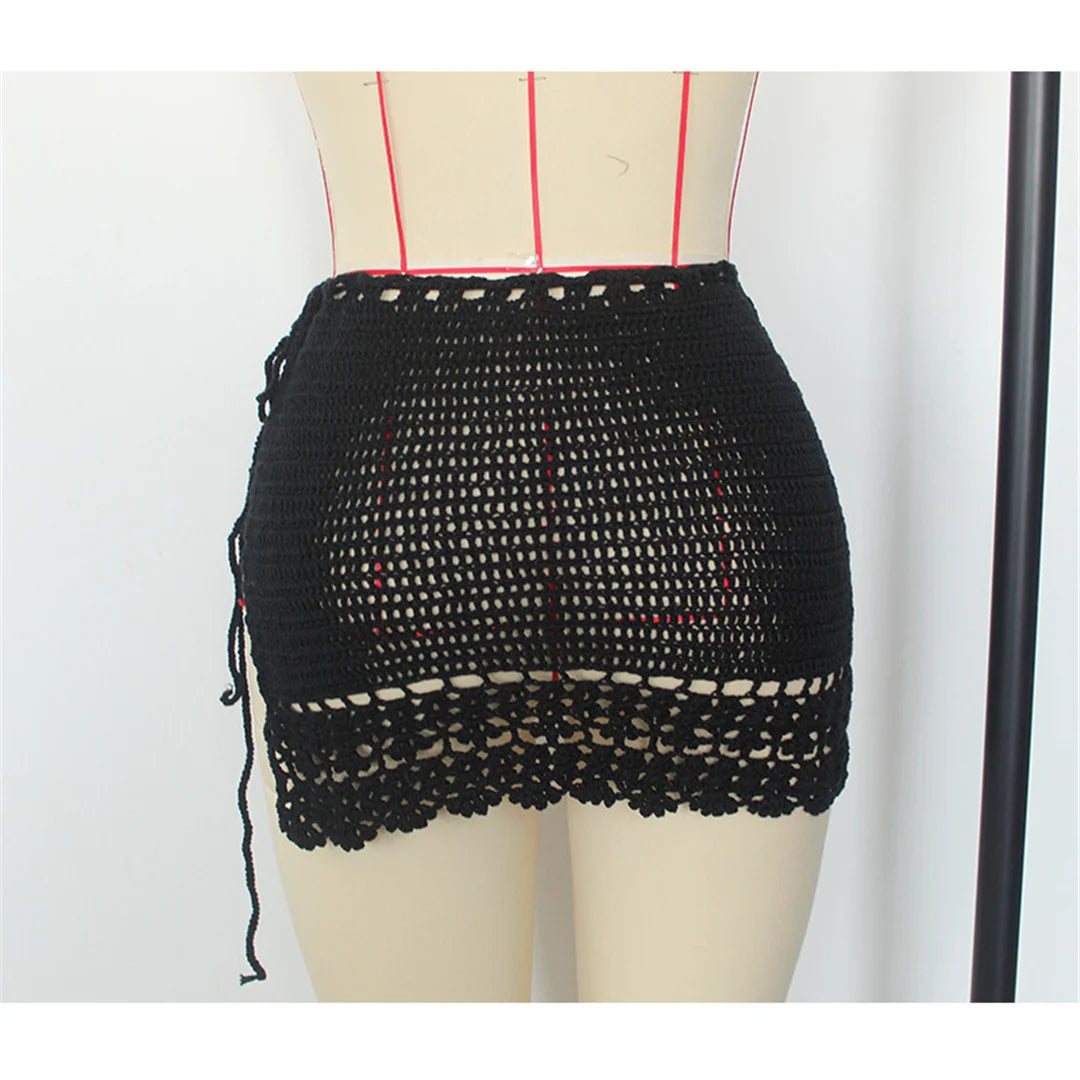 2026 Hollow Out Skirt Sarong Crochet Knitted Tunic Beach Cover Up Beach Wear Beachwear Female Women Cover-ups Beach Dress K8074