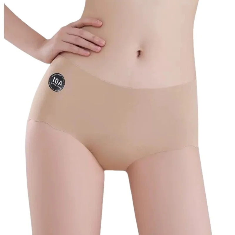 4Pcs/Set Ice Silk Panties Women Low-Waist Stretch Briefs Female Underpants Sexy Lingerie Solid Color Invisible Intimates M-XL