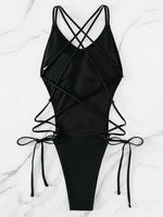 2025 Sexy Criss Cross Backless Female Swimwear One Piece Swimsuit Women Monokini High Leg Cut Bather Bathing Suit Swim Beachwear