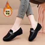 Retro Women's Slip on Flat Shoes White Women Soft Sole Non-slip Loafer Female Casual Plush Warm Cotton Shoes Zapatillas Mujer