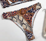 New Sexy Two Piece Swimsuit Swimwear Women Print High Waist Short Sleeve Bathing Suit Beachwear Belt Decor Banadores Mujer 2026