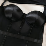 Toucheart Sexy Lingerie One-shoulder Sleeve Body Shaping Jumpsuit Women Push-up Chest Cotton Splicing Mesh Perspective Underwear
