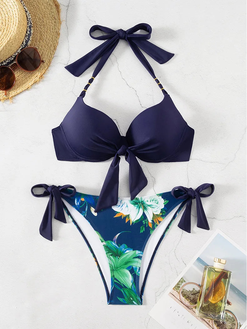 Sexy Push Up Bikini 2026 Women Swimsuit Two Piece Swimwear Female Thong Bikinis Set Royal Blue Bathing Suits Brazilian Biquini