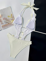 2026 V-neck Halter Monokini 3D Floral Swimsuit Women One Piece Hollow Swimwear Female Sexy Bathers Bathing Swimming Swim Suit