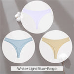 3Pcs/Set Women Cotton G-String Panties Female Low Rise Thongs Ladies Sexy Bikini 7 Solid Color Girl Soft M-XL Intimates Lingerie