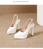 Baotou Slingbacks Sandals Women's Summer 2026 New Pointed Thin Heel High Heels for Ladies Waterproof Table Not Tired Foot Shoes