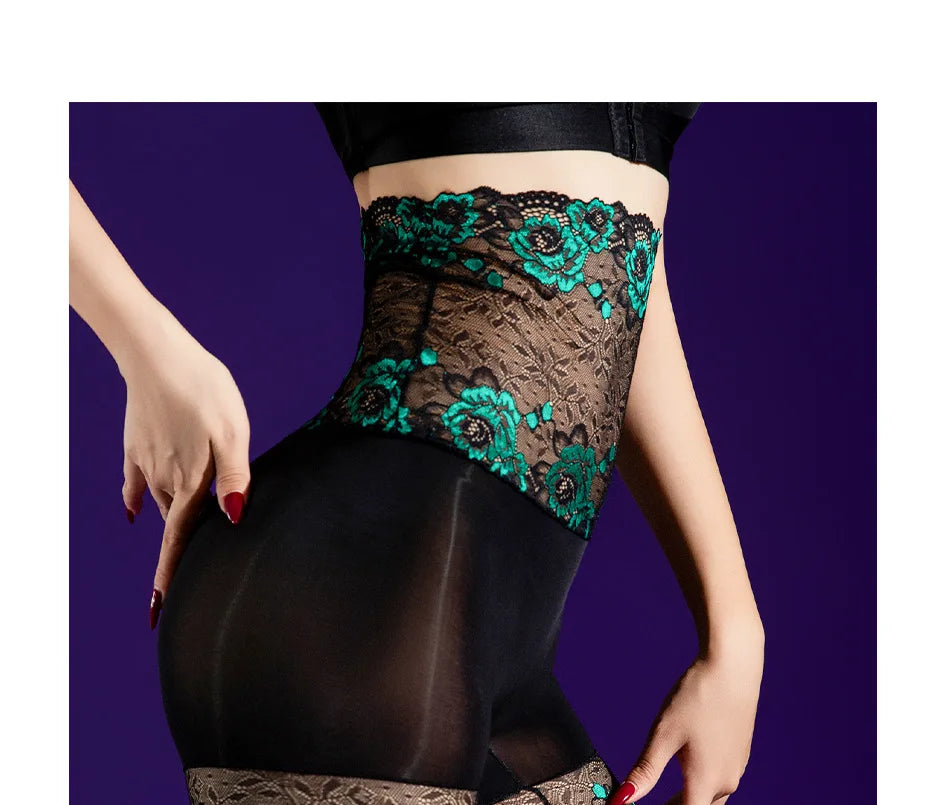 High Lace Waist Sexy Panties 5D Oil Shiny Glossy Sheer See Through Boxers Package Hip Boyshort Woman Safety Shorts Underwear