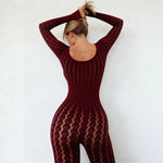 FDYOUI Sexy See-through Bodysuit Women's Long Sleeve Night Club Overalls Black Streetwear Lady Chic One Piece Party Jumpsuits