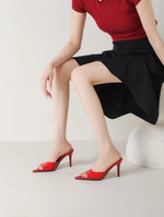Ladies High-heeledBeach Slippers Shoes Fashion Pointed Sexy Candy Color Patent Leather Open Toes Sandals Big Size 35-43 New