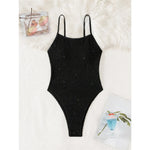 New Wrinkled Crinkled Glitter Sparkling One Piece Swimsuit Women Swimwear Female High Cut Padded Bather Bathing Suit Swim V6407