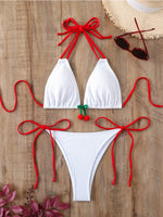 Strawberry Designer Bikini Women White Contrast Bikin Micro Swimsuit Two Pieces Bikini Set Brazilian Bathing Suit Thong Swimwear