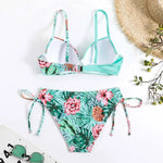 2025 Push Up Bikini Printed Swimsuit Women Sexy Strappy Swimwear Female Color Block Bathers Bathing Swimming Swim Suit Beachwear