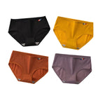 4Pcs/Set Women's Mid-Rise Cotton Panties Breathable Soft Ribbed Underwear Solid Lingerie Stretchy Comfort Daily Briefs M-XL