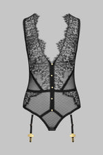 Toucheart Erotic Bodysuit Lace See-through Jumpsuit Sexy Garter Stockings Set Hollow Mesh Sexy Elegant Hot Underwear for Women