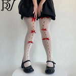 Lolita Bowknot Fishnet Stockings For Women Charming JK Fishnet Stockings White Pantyhose Sexy Hollow Out Pantyhose Elegant SC2U