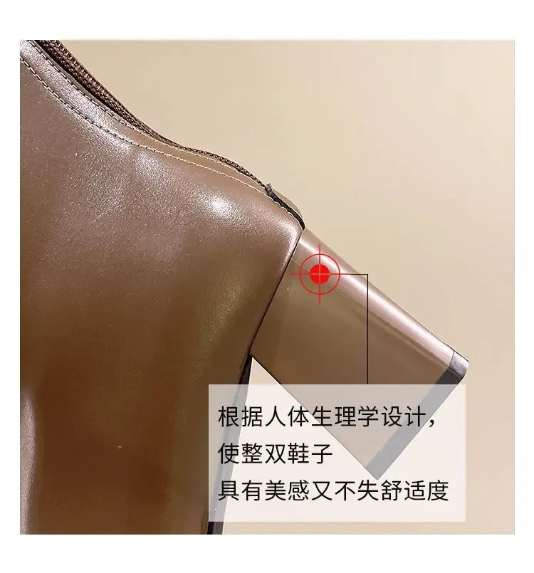 Pointed Toe Women High Boots Fashion Side Zippers Long Booties Ladies Elegant Party High Heel Shoes Winter Women's Footwear