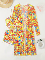 3 Pieces Sexy Print Bikini 2026 Women High Waist Swimsuit & Kimono Swimwear Female Lady Bathing Suit Swimming Summer Beachwear