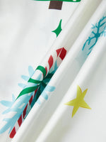 Women's Christmas Satin Pajama Set Long Sleeve Lapel Santa Claus/Christmas Tree Print Shirt Shorts Two Pieces Sleepwear