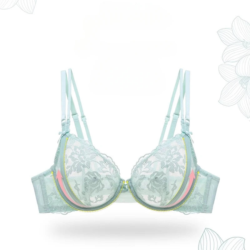 Lace Plus Size BC 70 75 80 85 90Cup Underwear Women Bras Three Quarter Top Sexy Ultra Thin Thick BH Push Up Female Lingerie