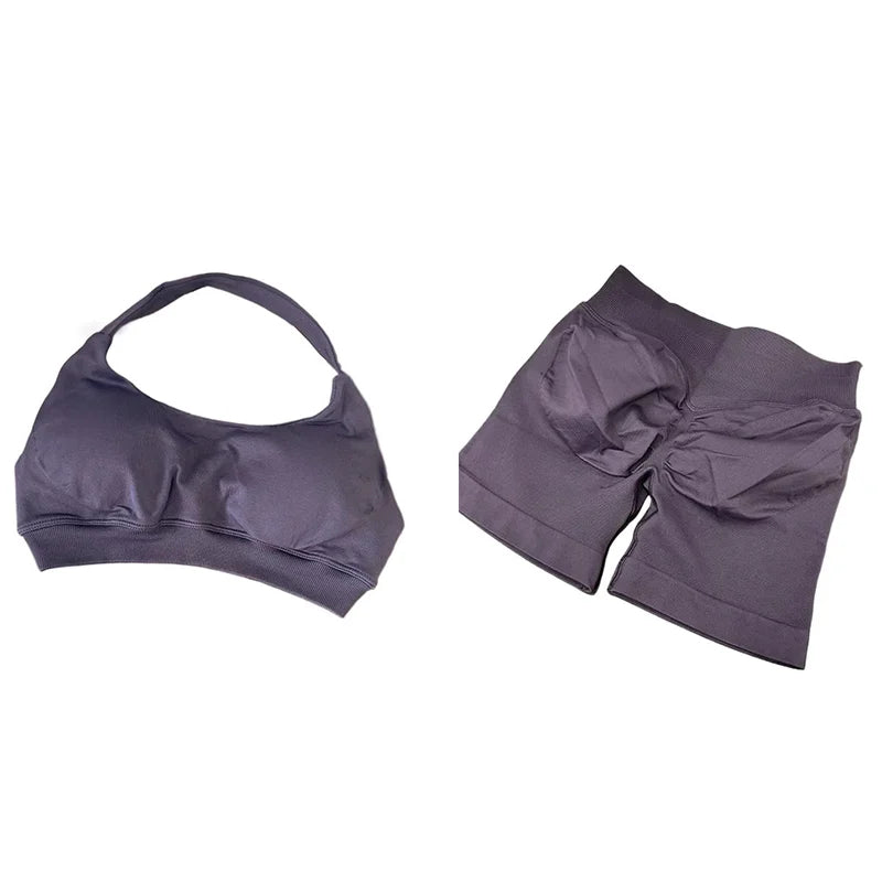 2 Pieces Gym Set Sports Suit Women Sports Bra Yoga Shorts Fitness Suit Gym Sets Seamless Workout Outfits Yoga Set Sportswear